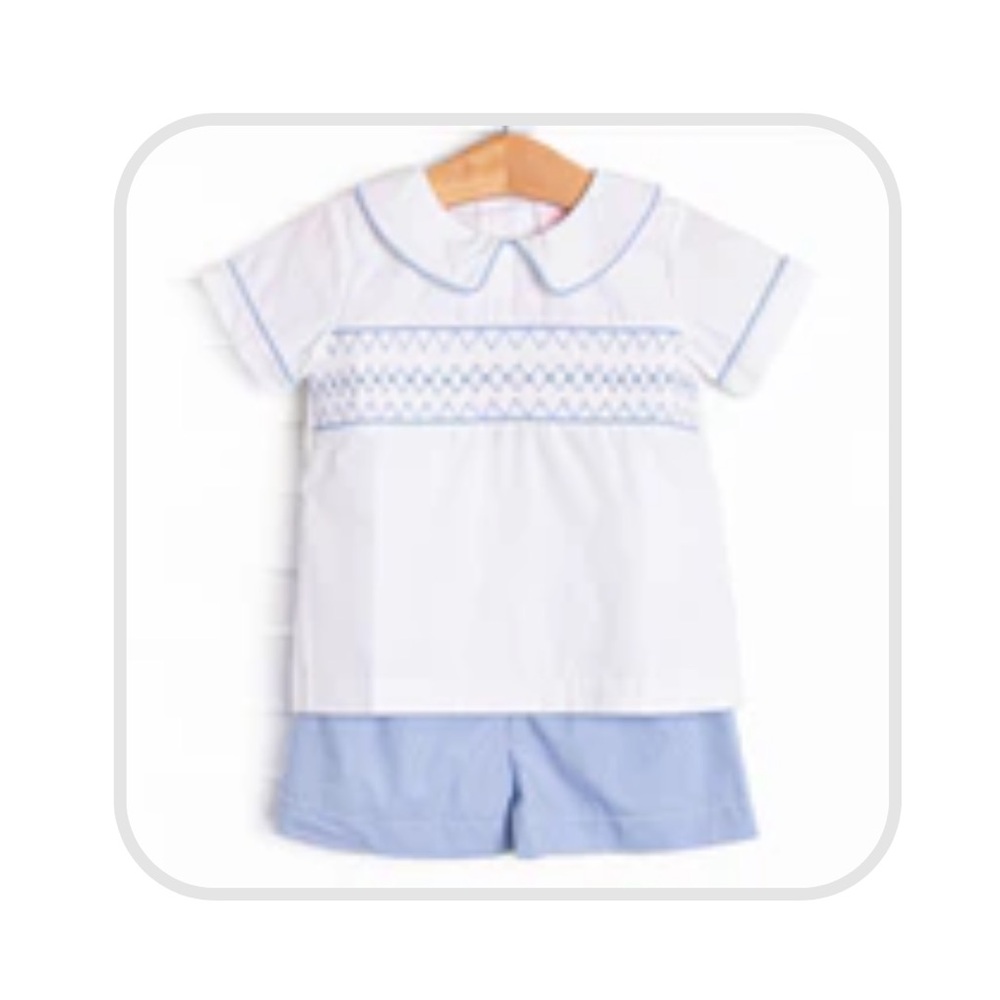 Heirloom Stitchy Fish Boys Smocked Short Set - Excellent Condition